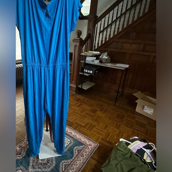 Unbranded NWOT Blue elastic waist jogger leg jumpsuit 2XL, 25 pit to pit - Picture 4 of 6
